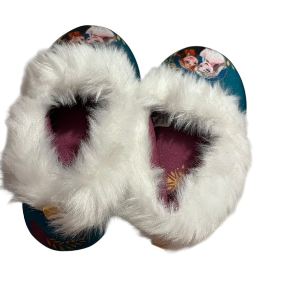 Toddler size 10 Disney frozen princess Elsa Anna fur slippers - Picture 3 of 4